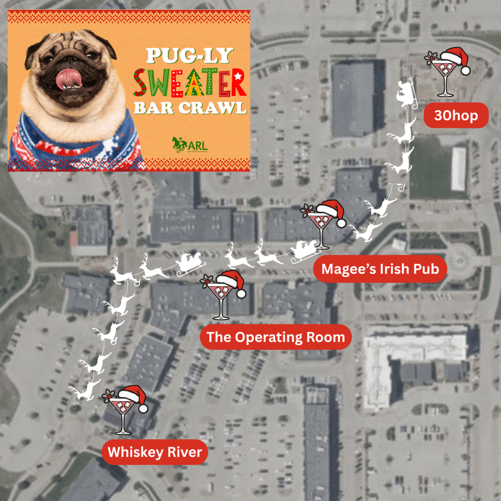 pug-ly sweater bar crawl map